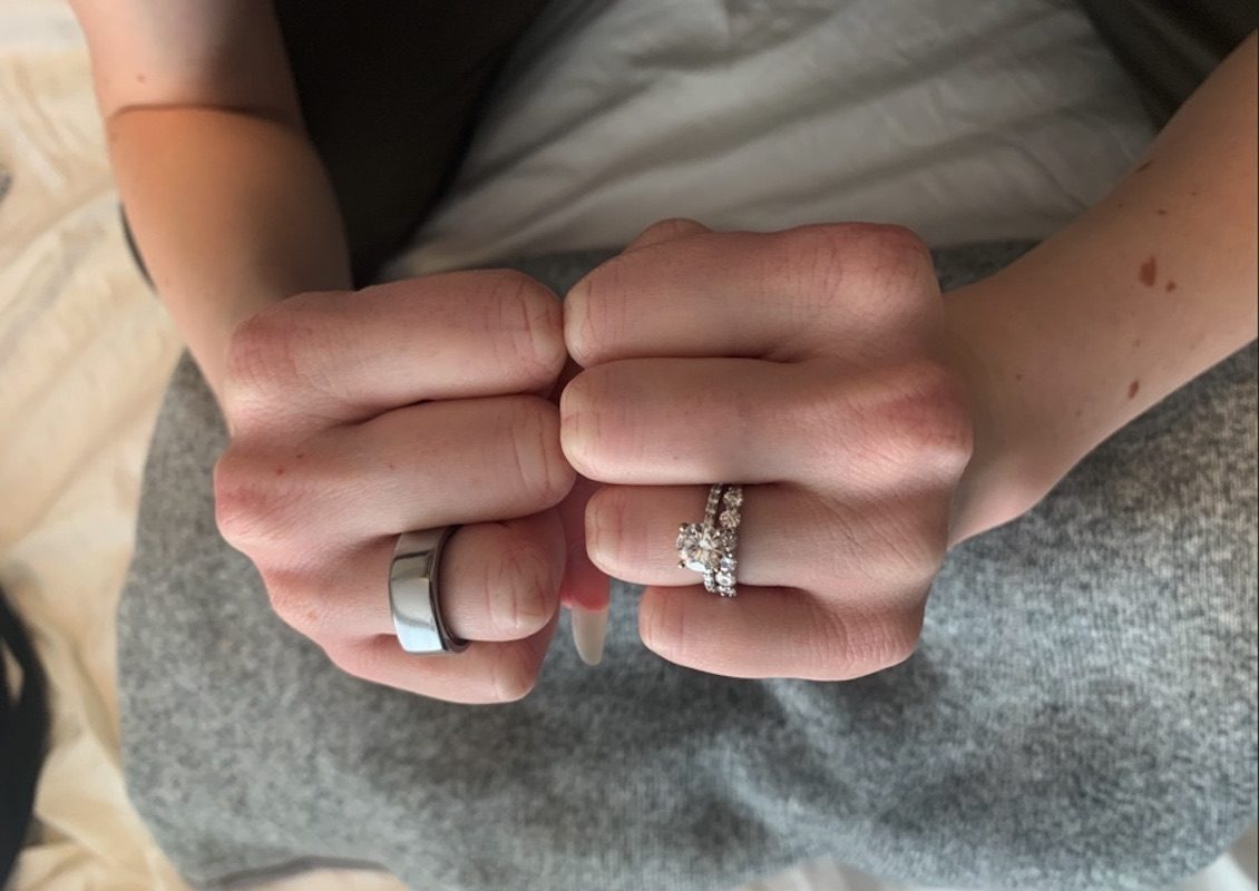 Oura user wedding ring and Oura ring
