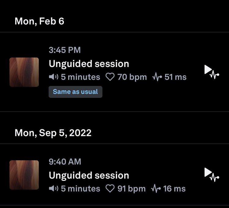 Oura App Unguided Session Screenshot