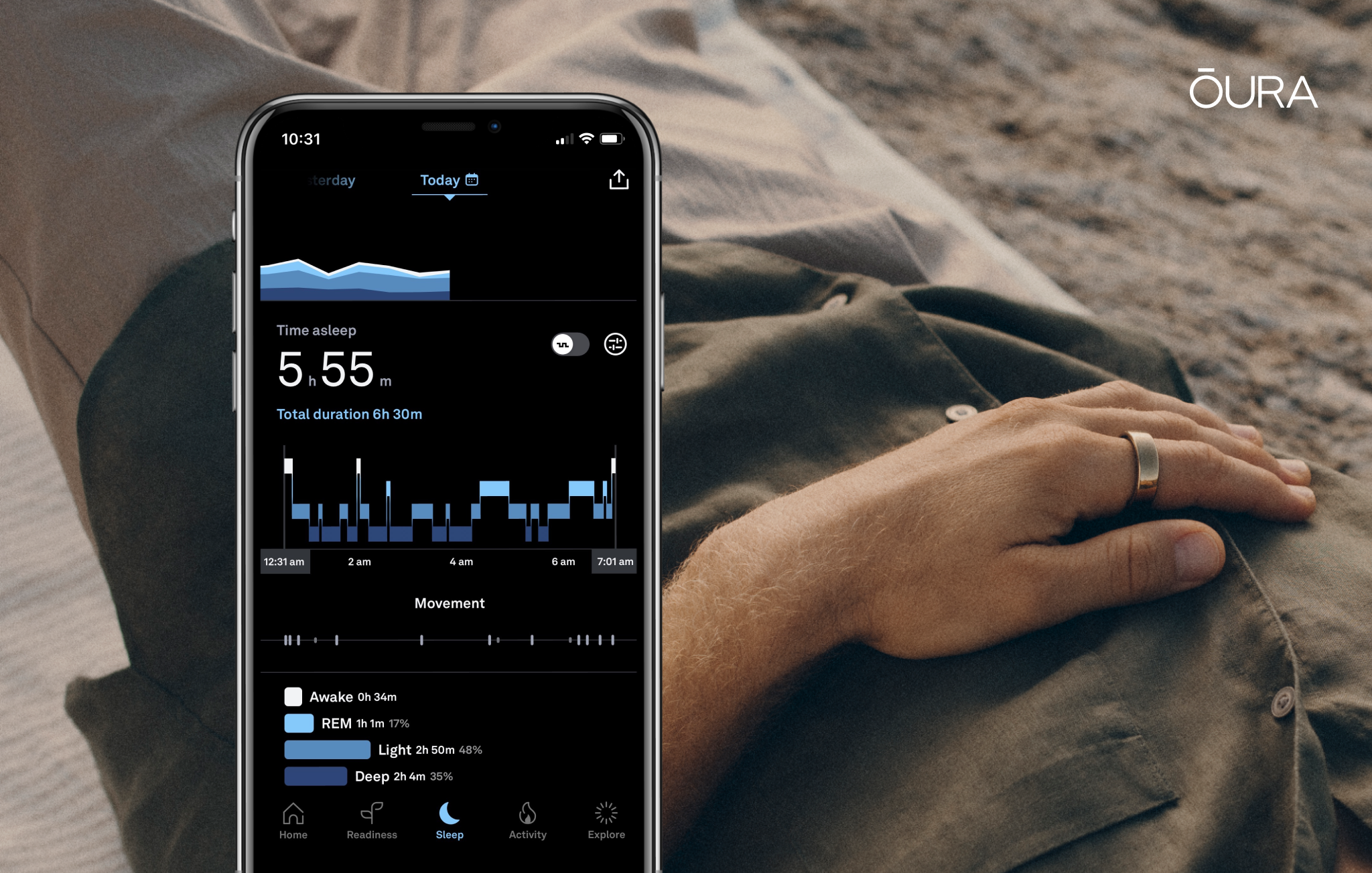 Oura App: Sleep Tab Screenshot