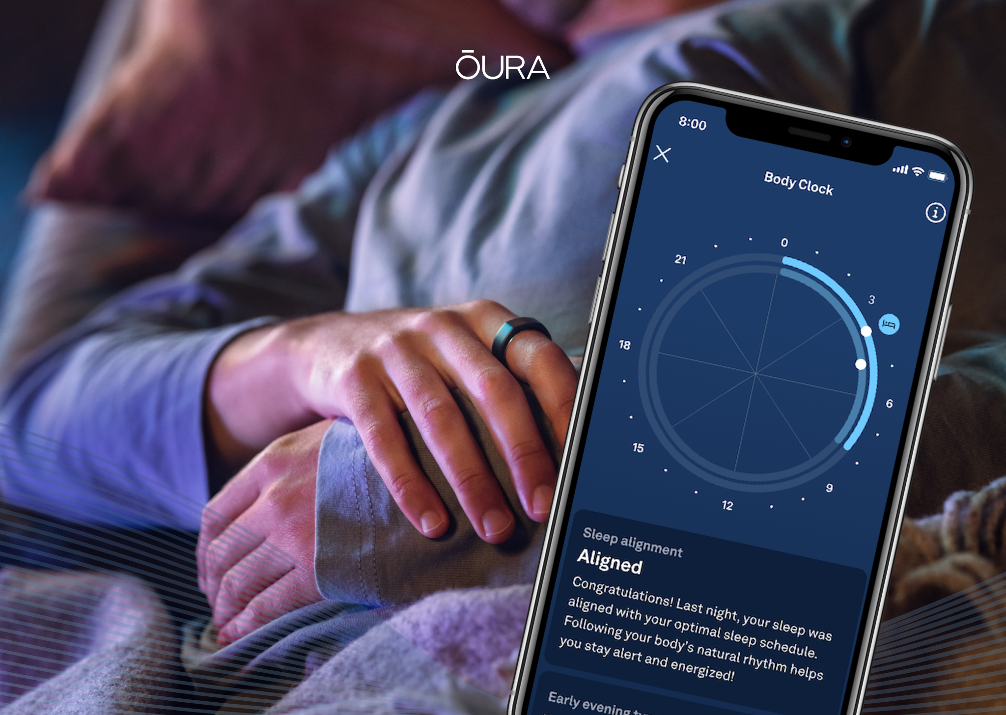 Oura App Screenshot of the Body Clock Feature