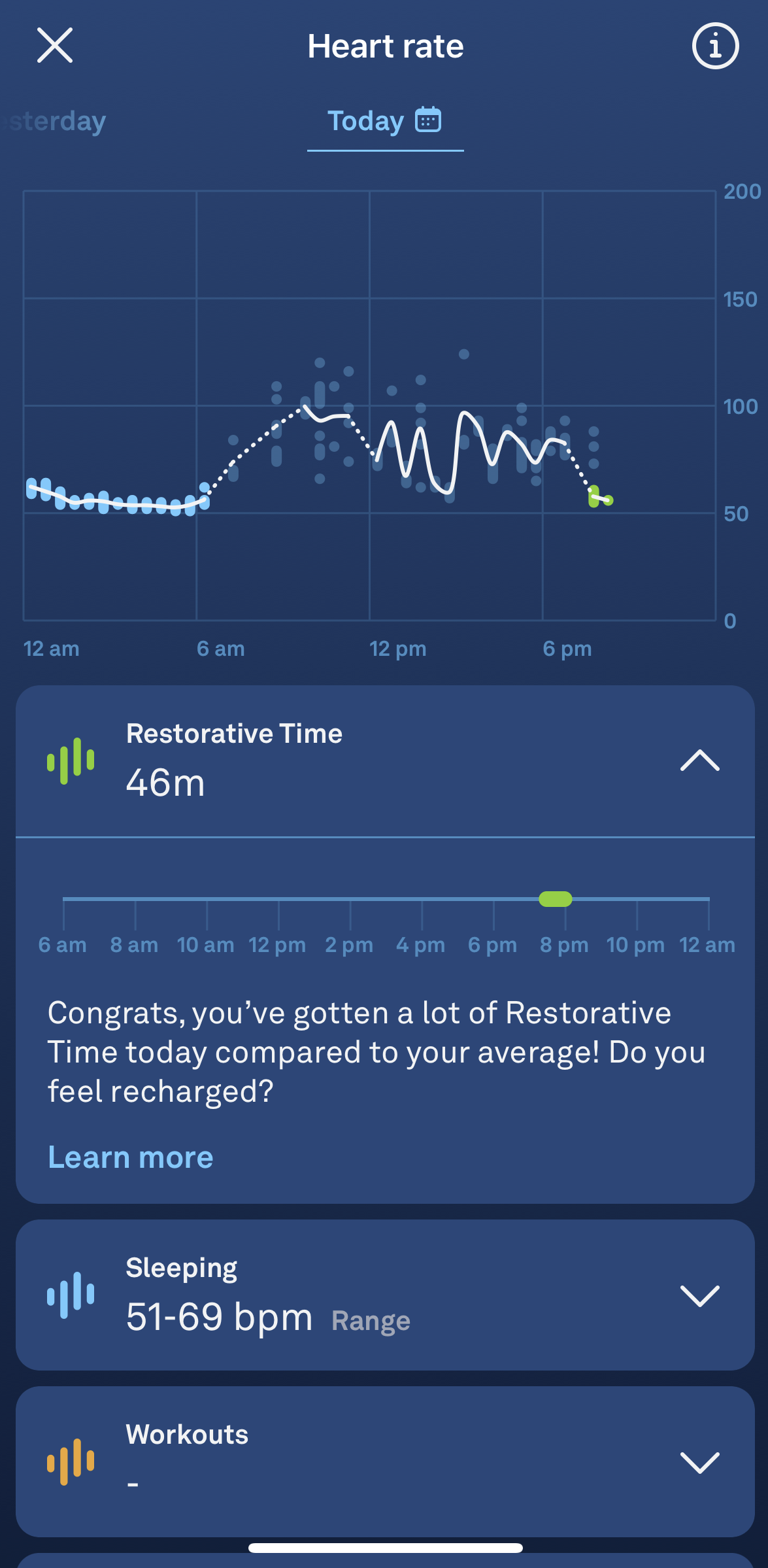 Screenshot of Restorative Time in the Oura App