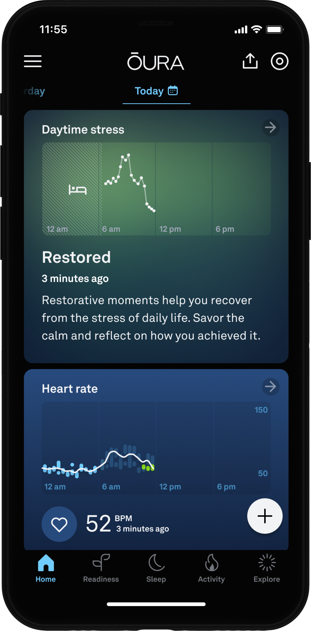 Oura Stress Feature UI Screenshot: Restored