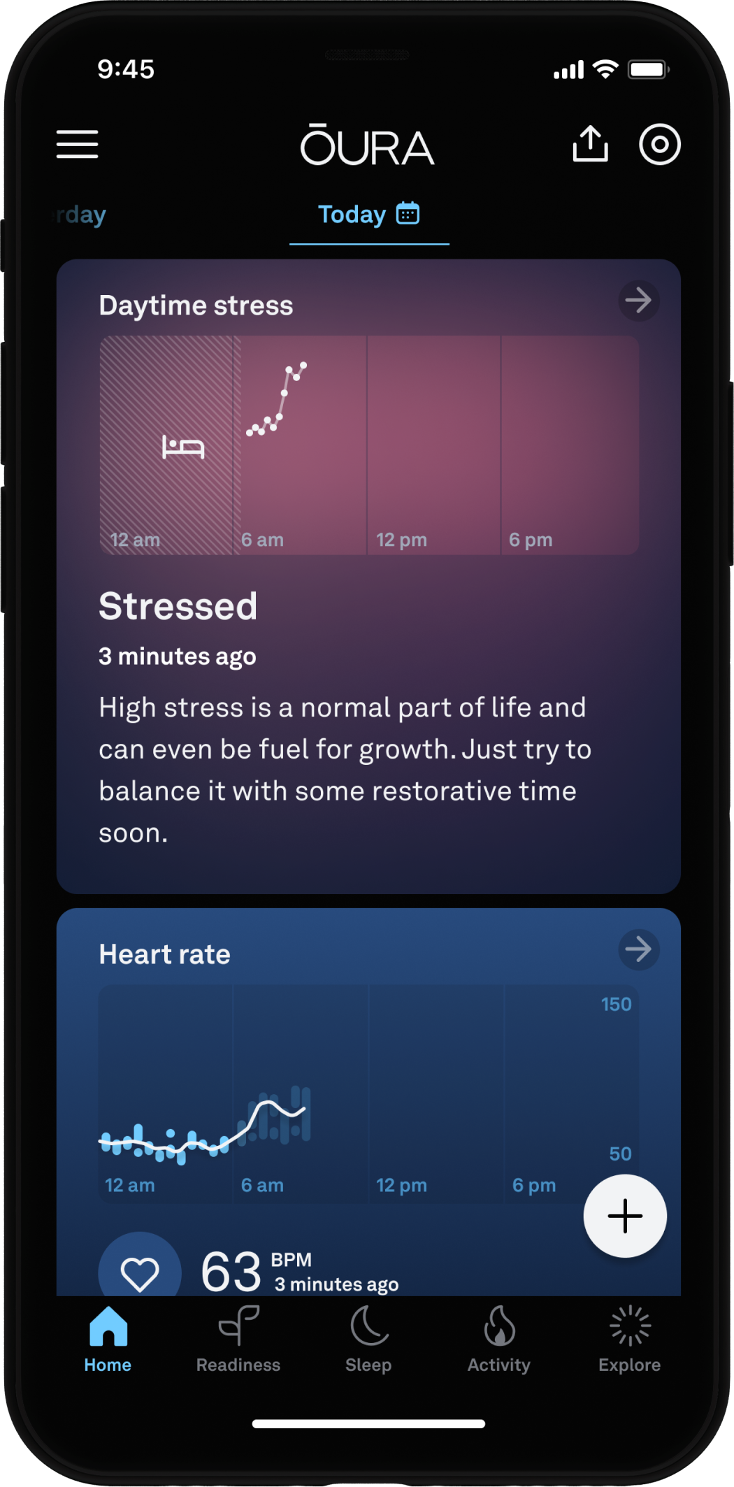 Oura Stress Feature UI Screenshot: Stressed