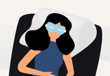 Woman lying in bed with eye mask: Best sleeping position for neck pain