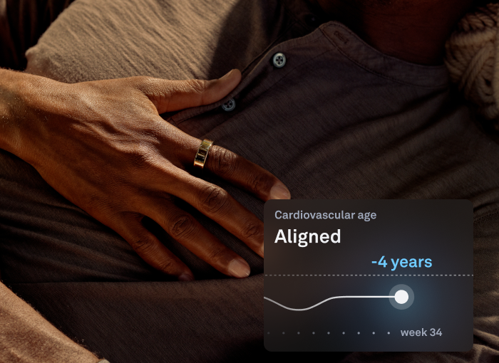 Oura Ring Cardiovascular Age | Man lying down with hand on chest