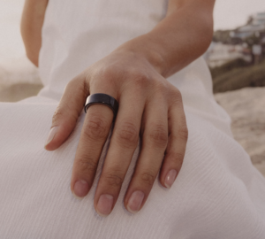 Woman wearing black Oura Ring