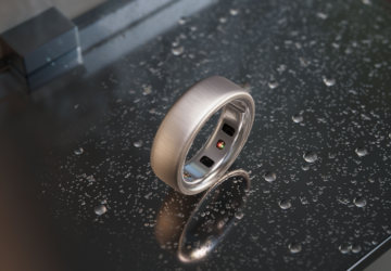 Oura Ring 4 Brushed Titanium on marble counter