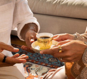 People wearing Oura Ring sharing a cup of coffee/tea