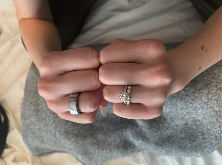 Oura user wedding ring and Oura ring