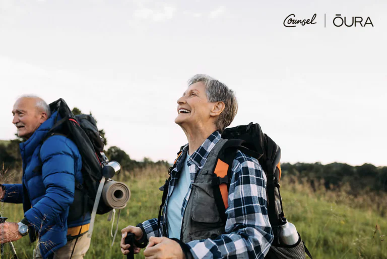 Couple hiking wearing Oura Ring